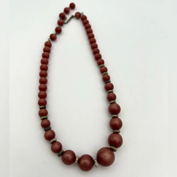 Vintage Moon Glow Plastic Beaded Necklace - Picture 2 of 3